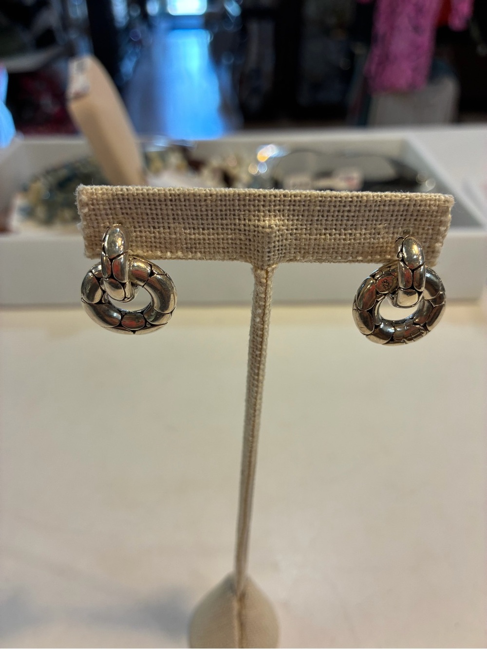 John Hardy Sterling Silver Kali  Door Knocker Earrings